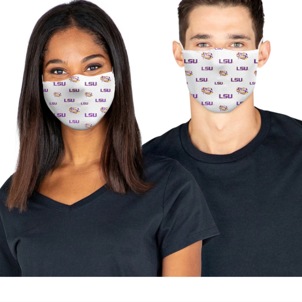 LSU Tigers Fanatics Adult All Over Logo Face Coverings 3 Pack - Picture 5 of 5